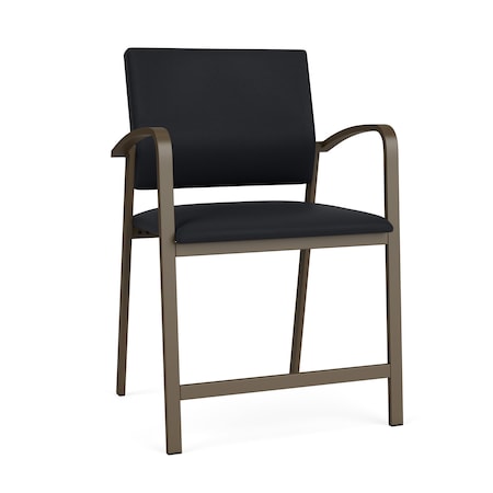 Lesro Newport Wide Hip Chair Metal Frame, Bronze, MD Black Upholstery NP1261